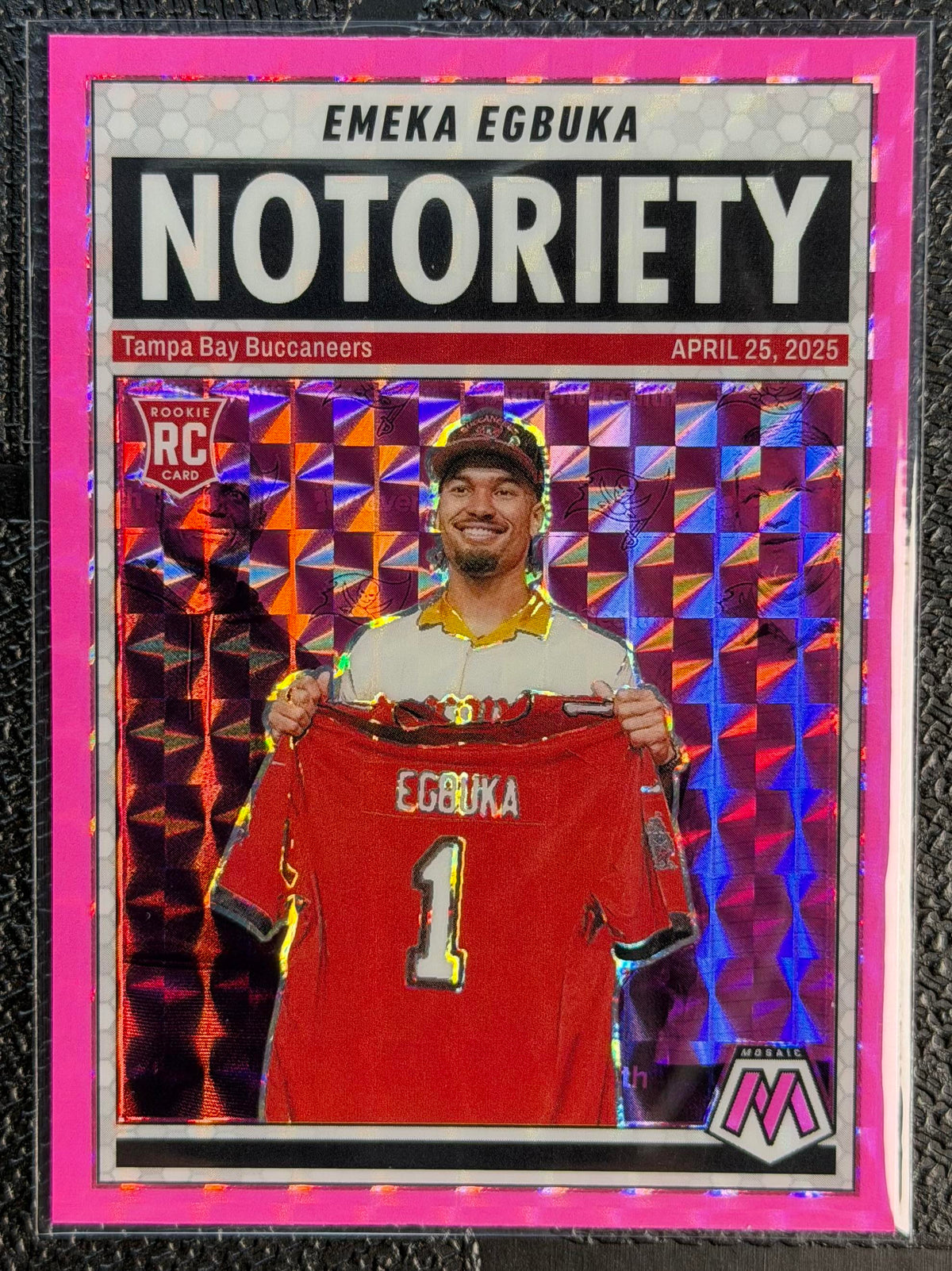 2025 Panini Mosaic #16 Emeka Egbuka Notoriety Mosaic Pink Fluorescent