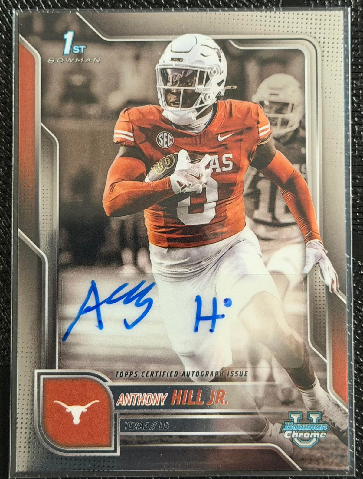Anthony Hill Jr 2025 Bowman Chrome University Football #BCA-AHJ 1st Auto