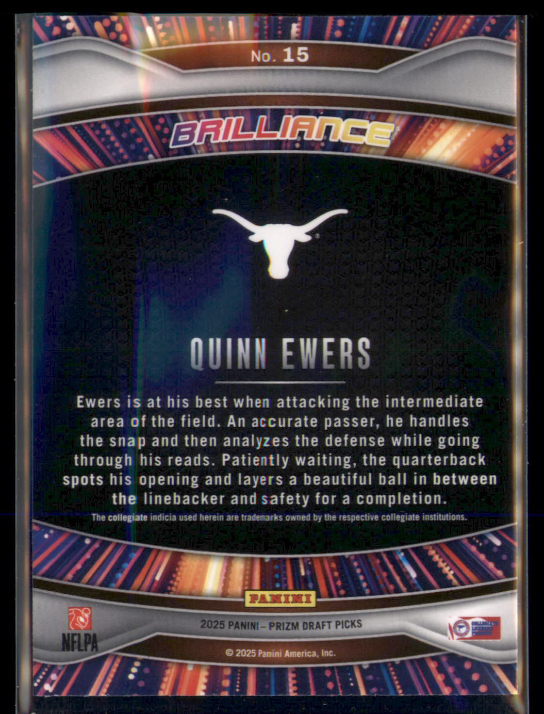 2025 Panini Prizm Draft Picks #15 Quinn Ewers Brilliance