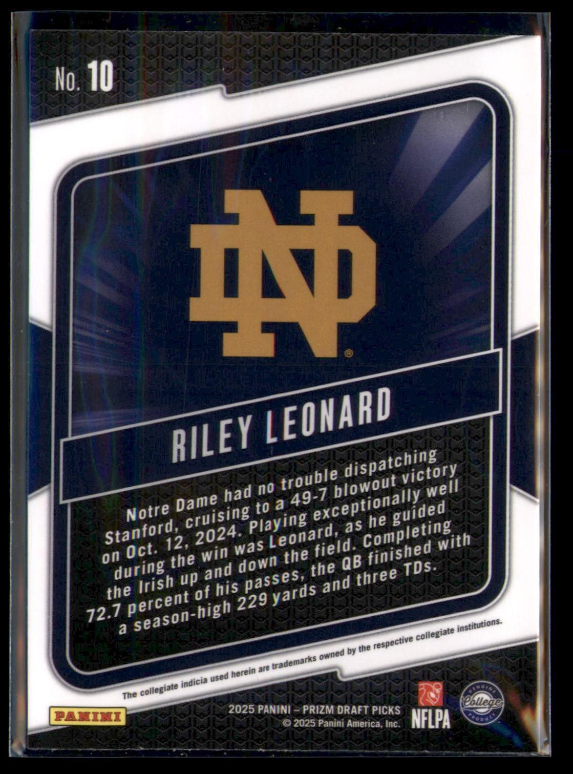 2025 Panini Prizm Draft Picks #10 Riley Leonard Hype