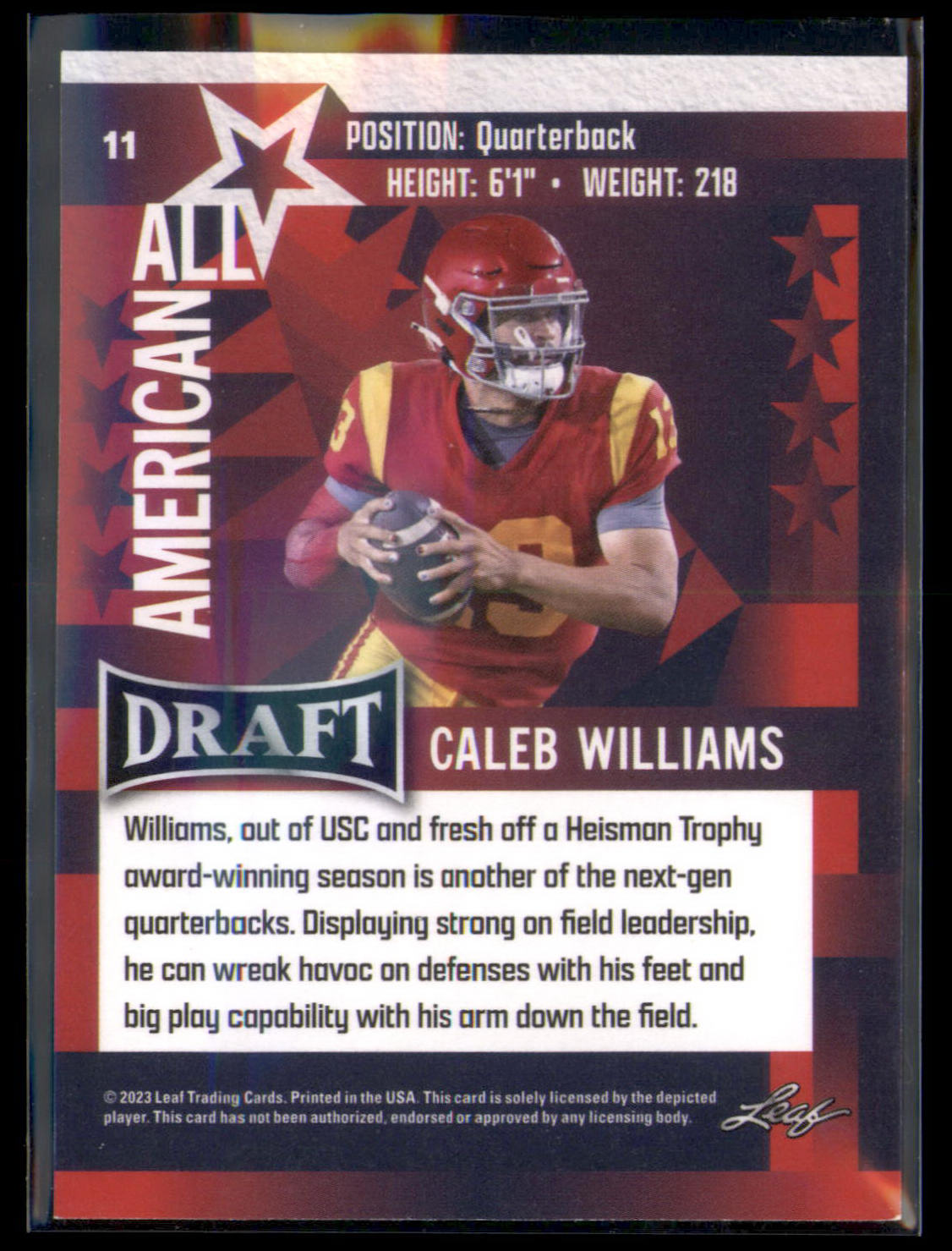 2023 Leaf Draft #11 Caleb Williams Gold