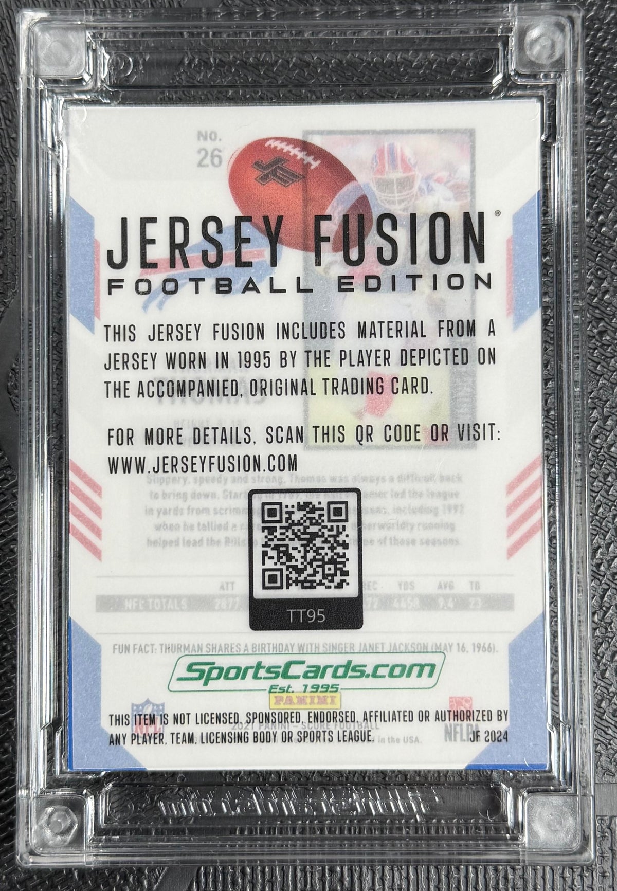 2021 Score # 26 THURMAN THOMAS Buffalo Bills With Player Worn Patch