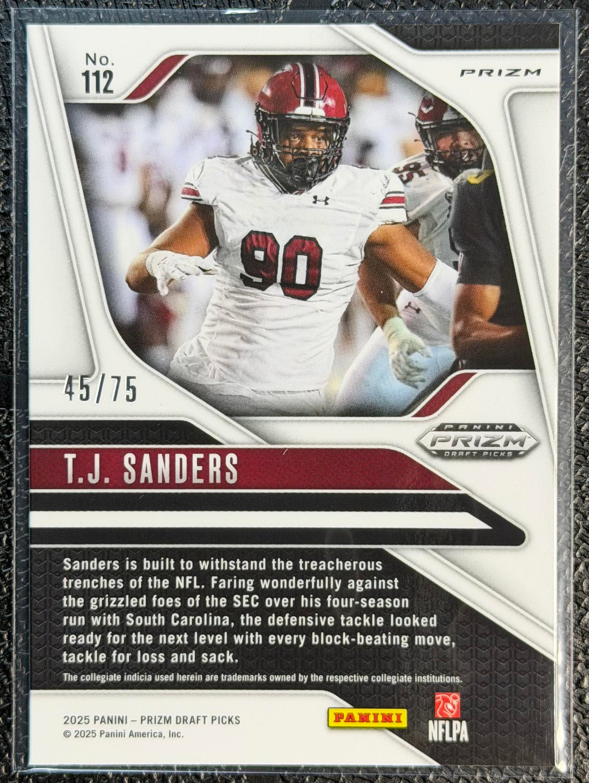 2025 Panini Prizm Draft Picks #112 T.J. Sanders Prizms Orange Pulsar #/75