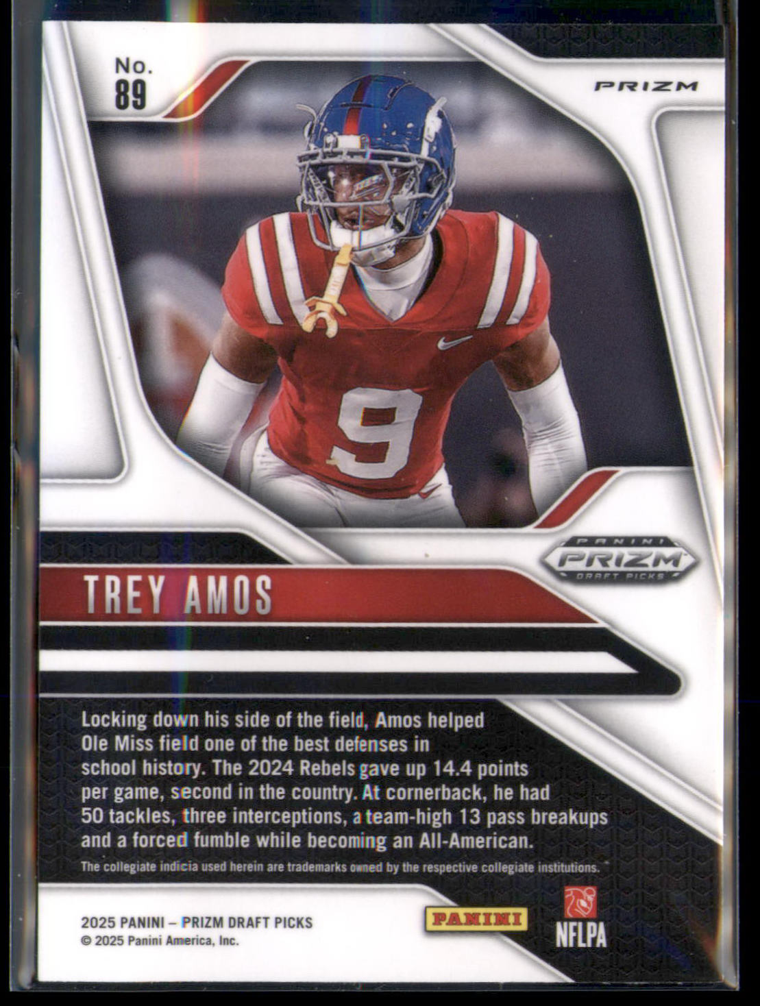 2025 Panini Prizm Draft Picks #89 Trey Amos Prizms Silver