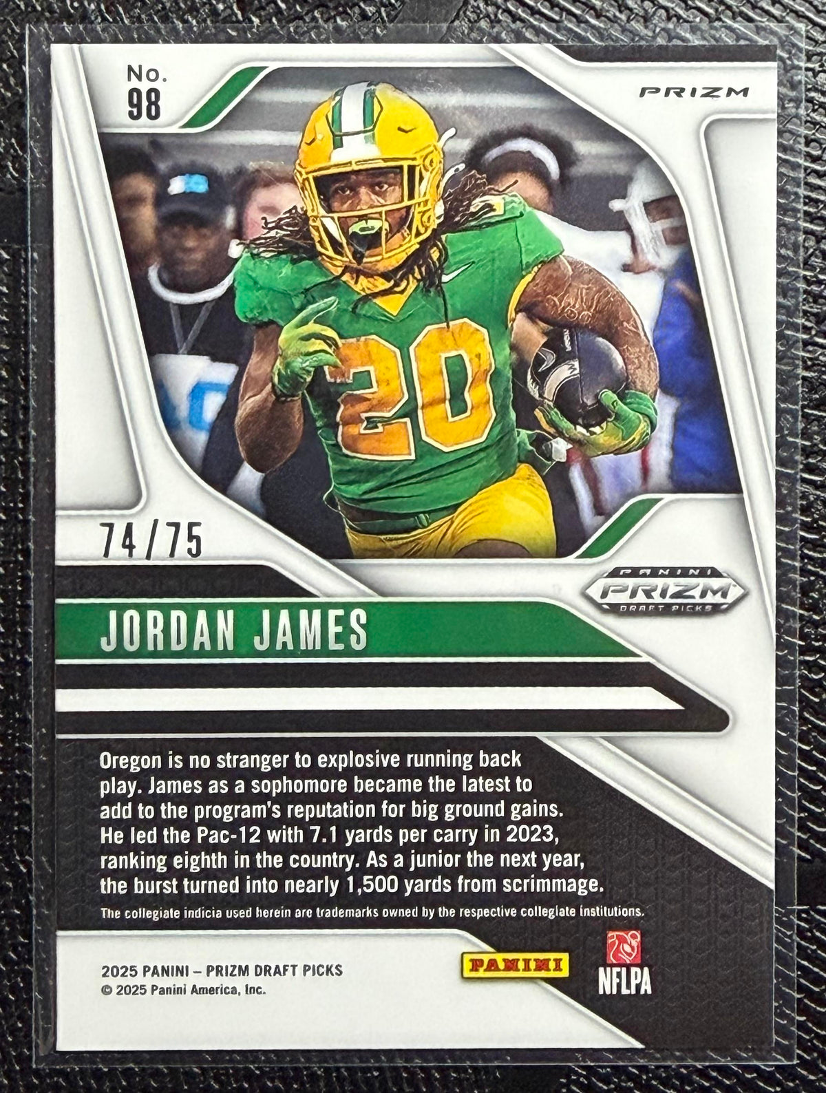 2025 Panini Prizm Draft Picks #98 Jordan James Prizms Orange Pulsar #/75