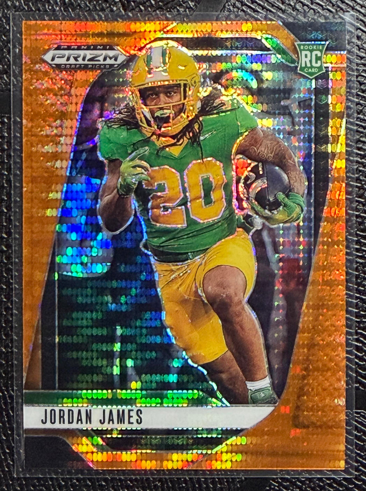 2025 Panini Prizm Draft Picks #98 Jordan James Prizms Orange Pulsar #/75