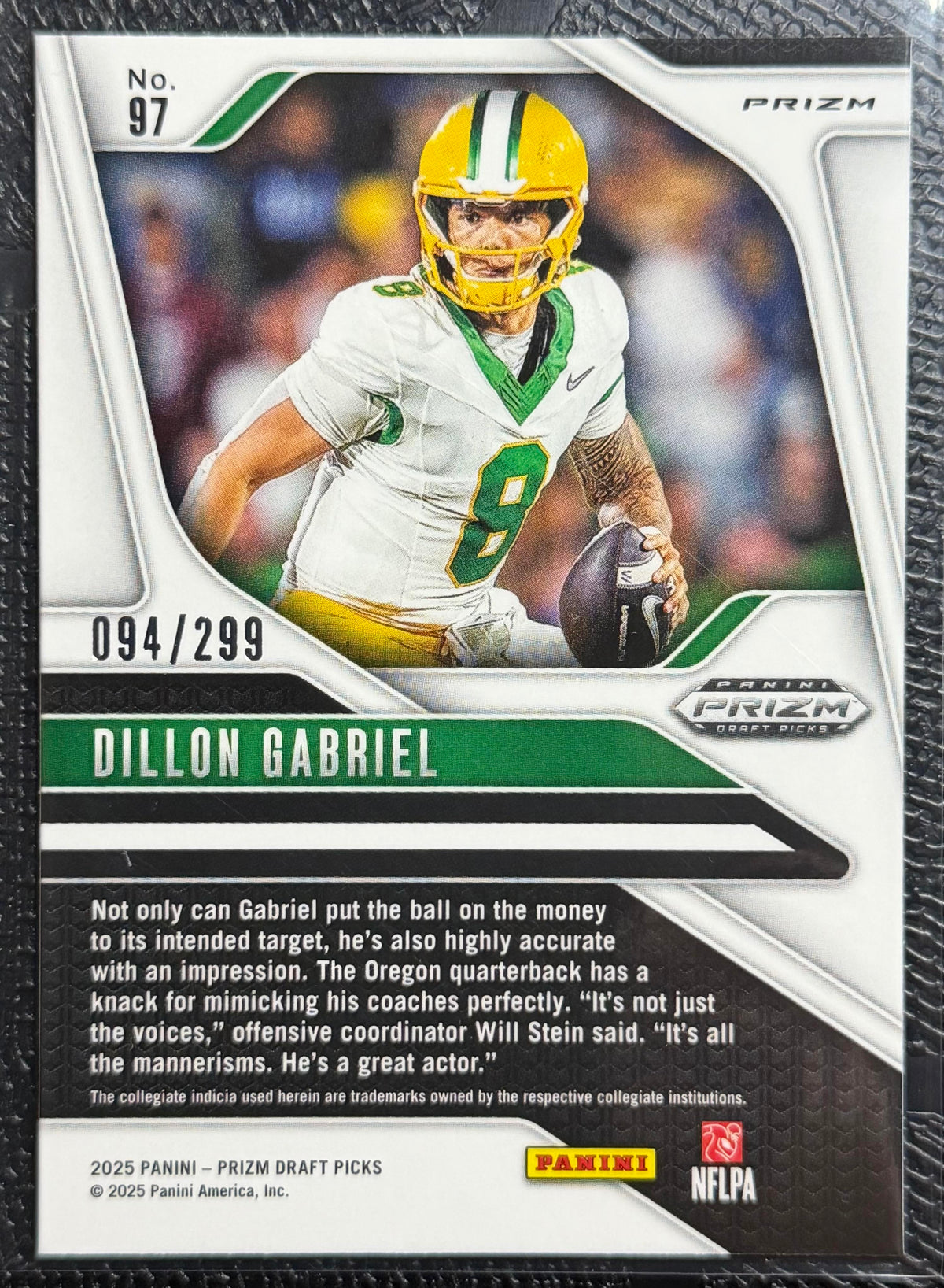 2025 Panini Prizm Draft Picks #97 Dillon Gabriel Prizms Blue Wave #/299