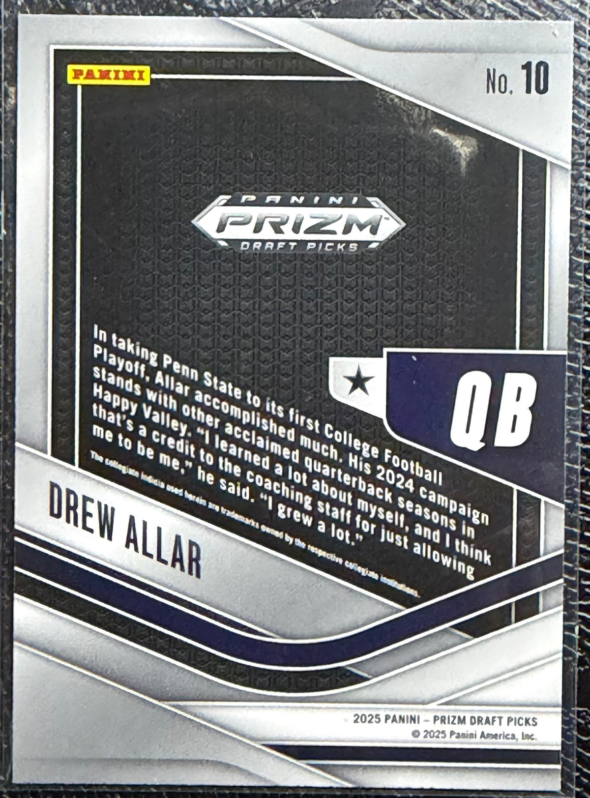 2025 Panini Prizm Draft Picks #10 Drew Allar Trophy Hunting