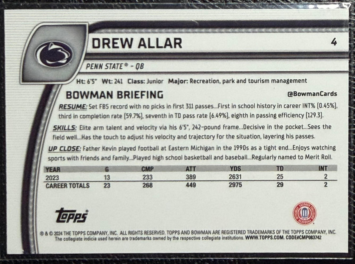 2024 Bowman University Chrome #4 Drew Allar