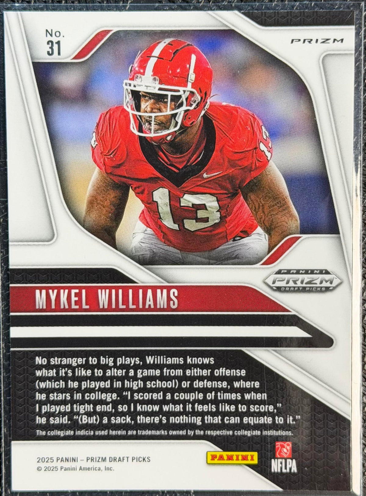 2025 Panini Prizm Draft Picks #31 Mykel Williams Prizms Ruby Wave