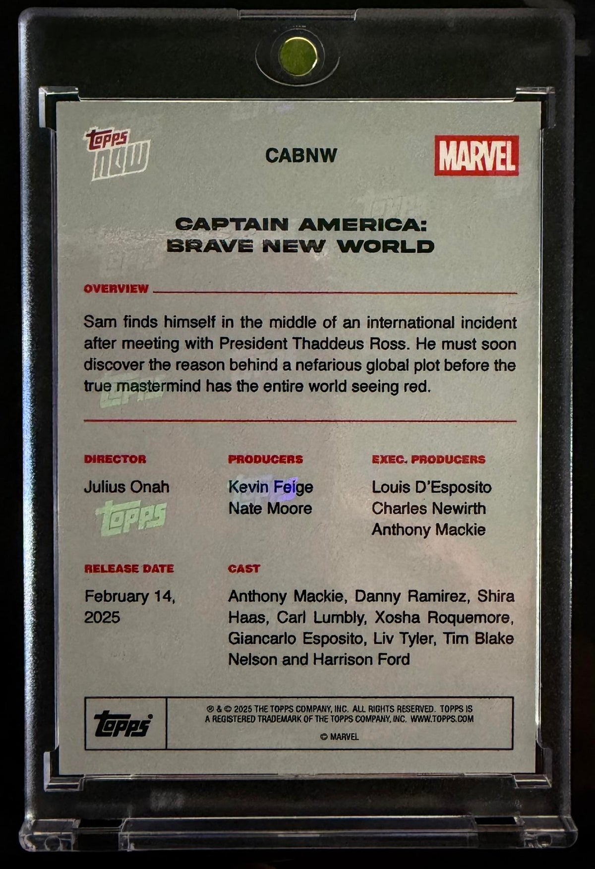 2025 Topps Now Marvel #CABNW Captain America: Brave New World