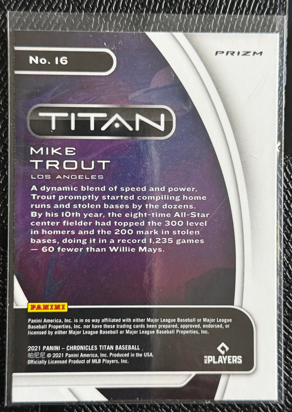 2021 Panini Chronicles #16 Mike Trout Titan Holo