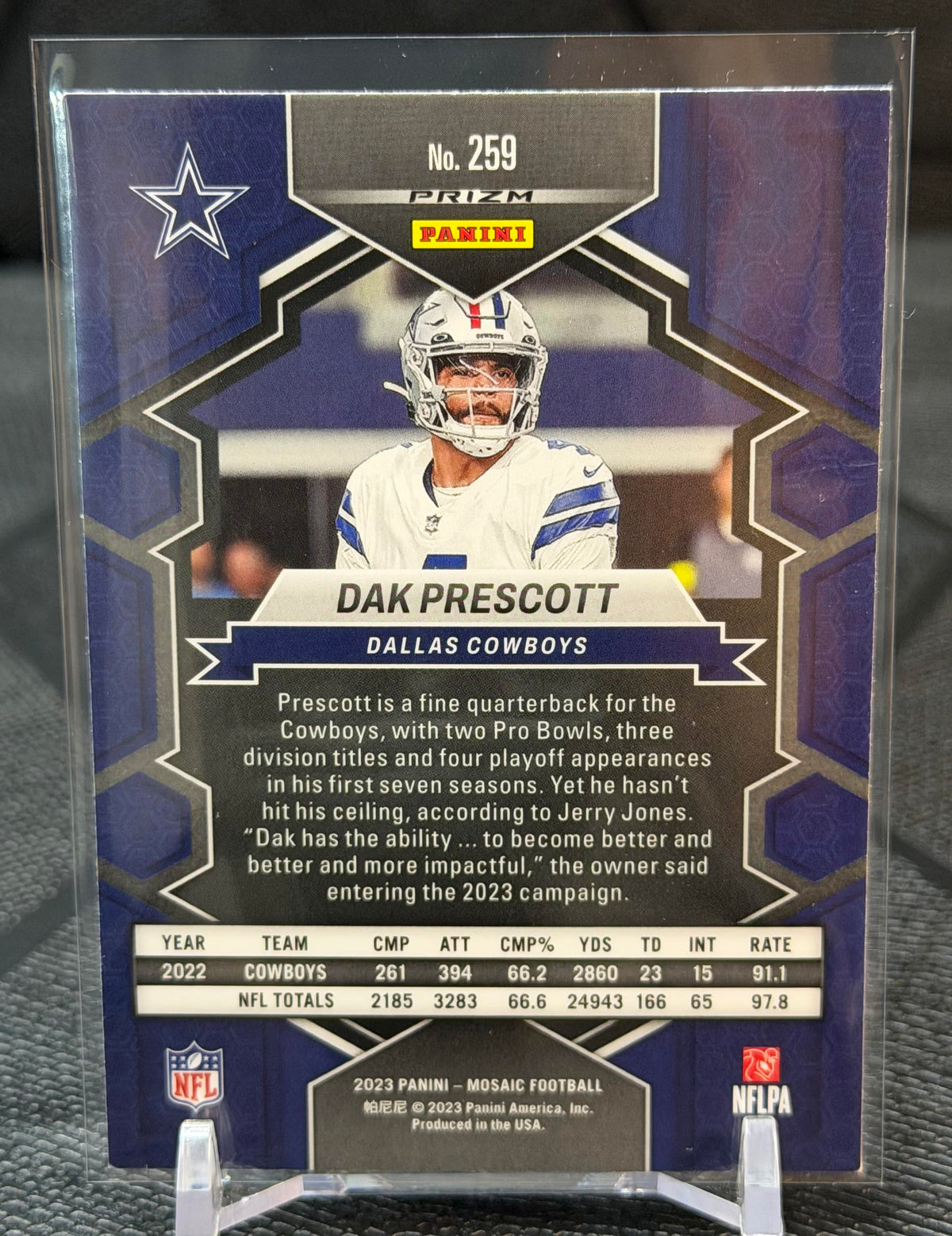 2023 Panini Mosaic #259 Dak Prescott Reactive Blue Mosaic
