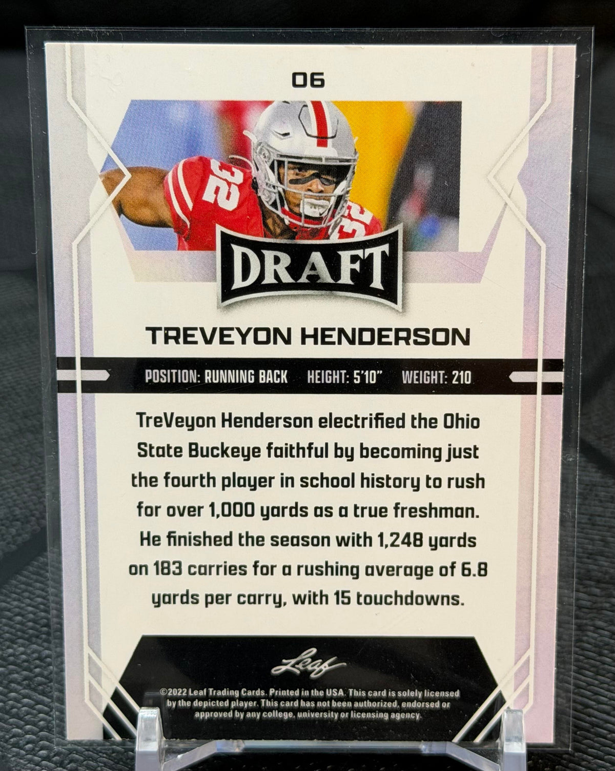 2022 Leaf Draft #06 TreVeyon Henderson Blue