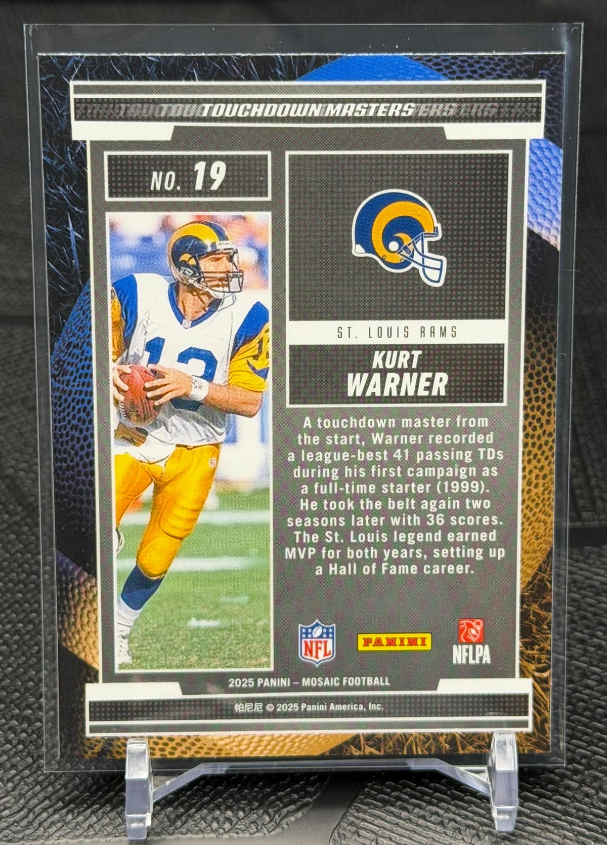 2025 Panini Mosaic #19 Kurt Warner Touchdown Masters