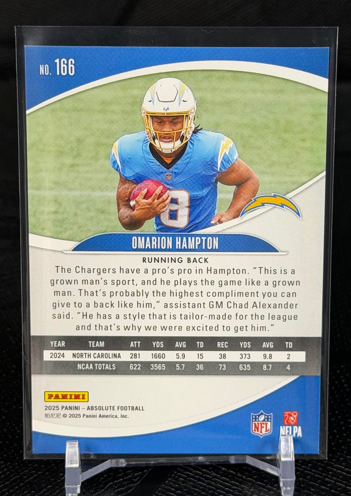 2025 Panini Absolute #166 Omarion Hampton Blue