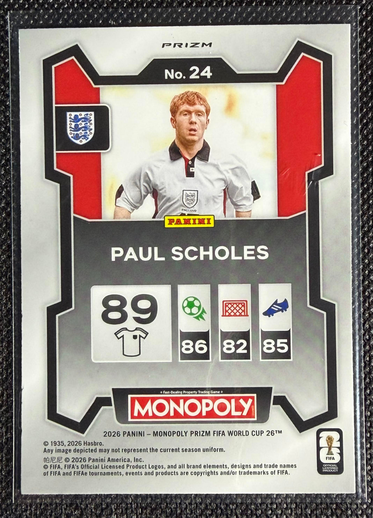 2026 Panini Prizm Monopoly FIFA World Cup #24 Paul Scholes Blue Wave Prizm