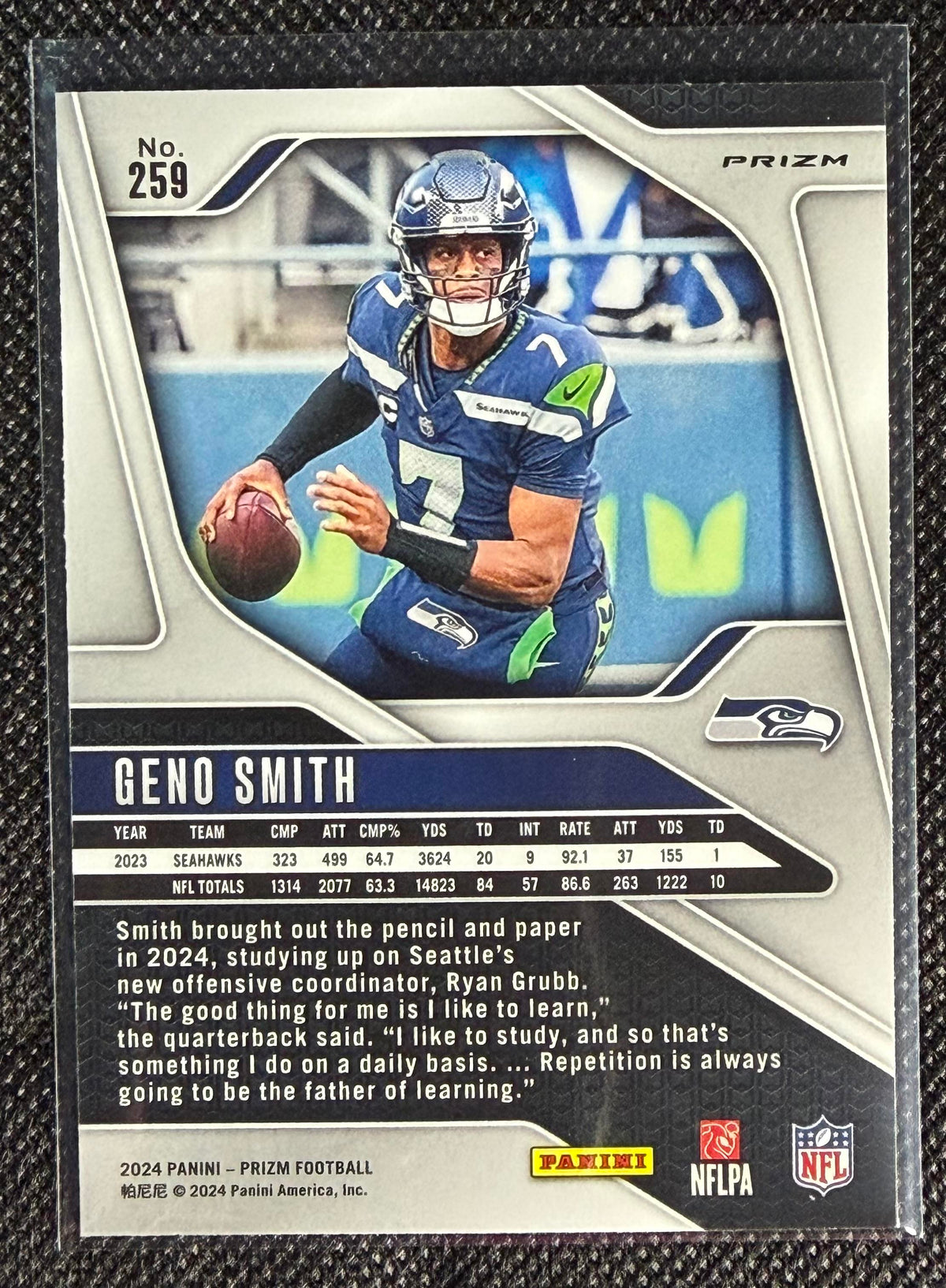 2024 Panini Prizm #259 Geno Smith Purple Pulsar Seahawks