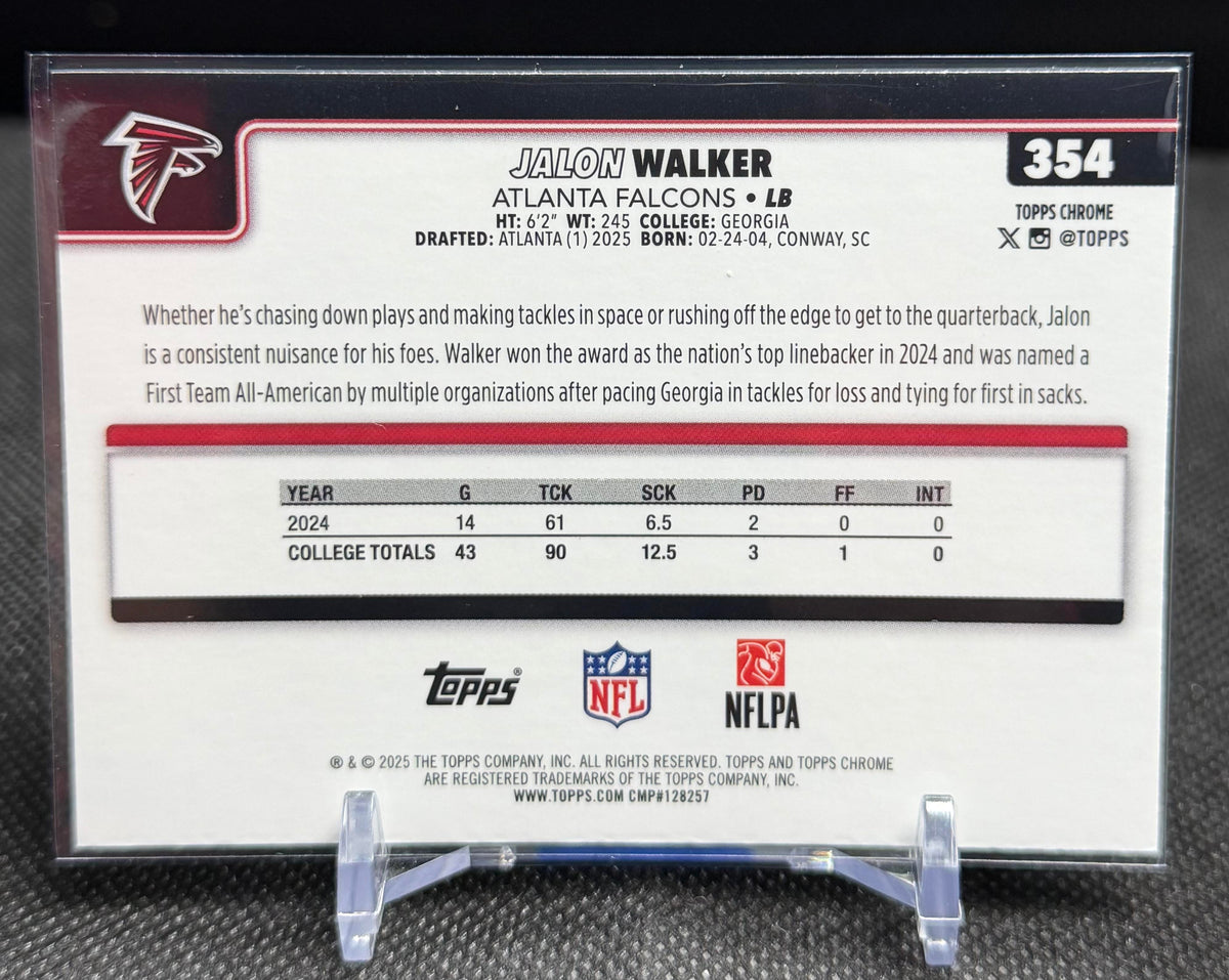 2025 Topps Chrome #354 Jalon Walker RC Falcons