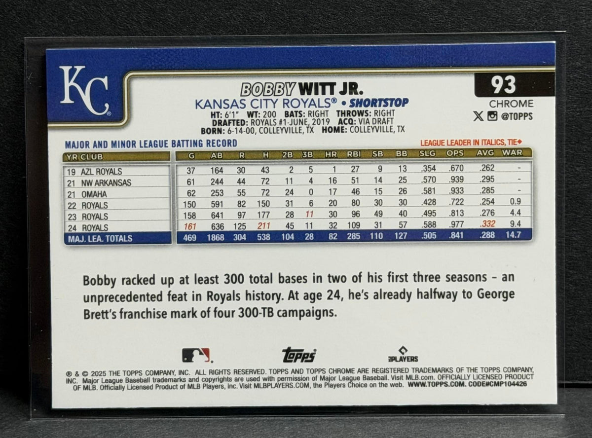 2025 Topps Chrome #93 Bobby Witt Jr.