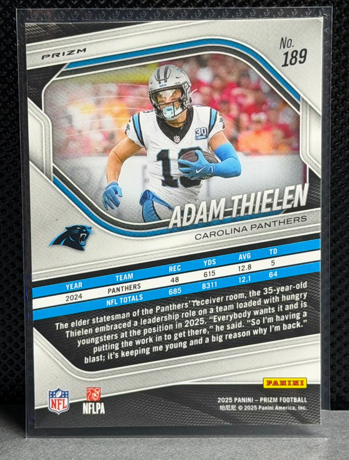 2025 Panini Prizm #189 Adam Thielen Silver