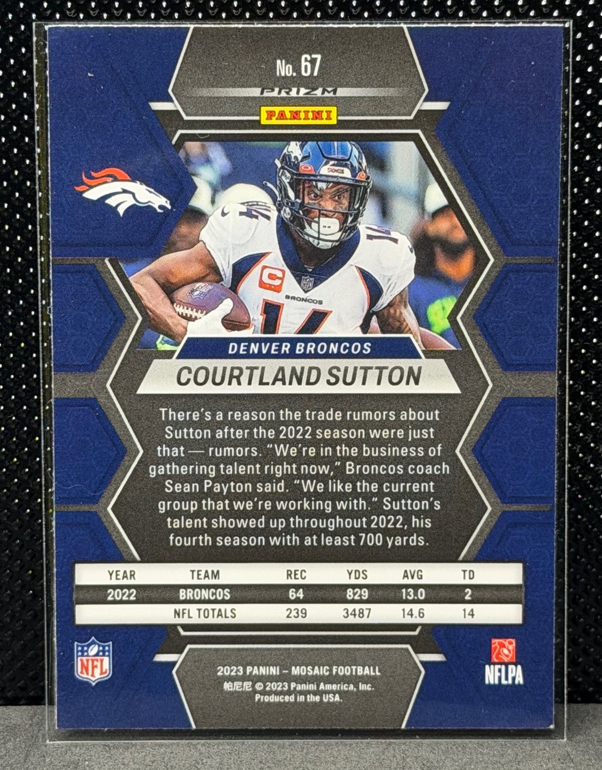 2023 Panini Mosaic #67 Courtland Sutton Reactive Blue Mosaic