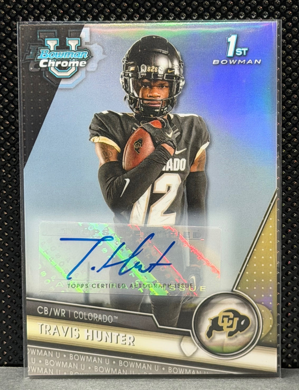 2023 Bowman University Chrome Travis Hunter Chrome Prospect Auto Refractor #/499