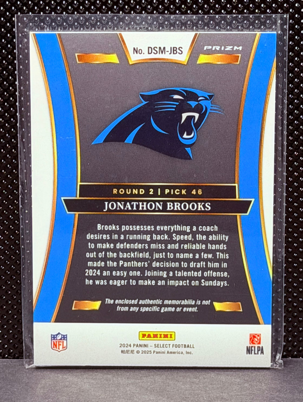 2024 Panini Select Jonathon Brooks Draft Selections Memorabilia Red Prizm